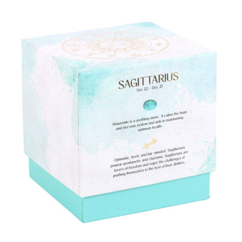 Sagittarius Zodiac Amazonite Crystal Candle - November 22 to December 21 - Crystal Nest