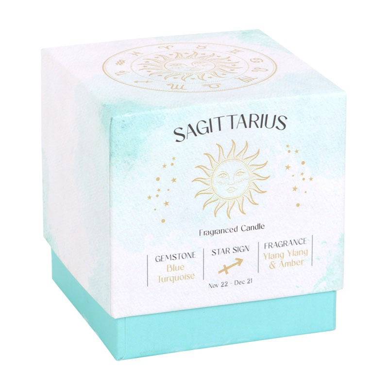 Sagittarius Zodiac Amazonite Crystal Candle - November 22 to December 21 - Crystal Nest