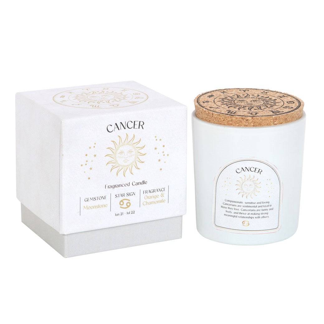 Cancer Zodiac Moonstone Crystal Candle - June 21 to July 22 - Crystal Nest