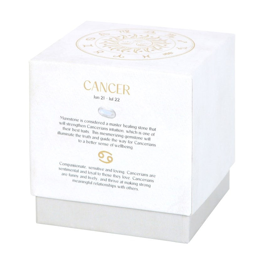 Cancer Zodiac Moonstone Crystal Candle - June 21 to July 22 - Crystal Nest