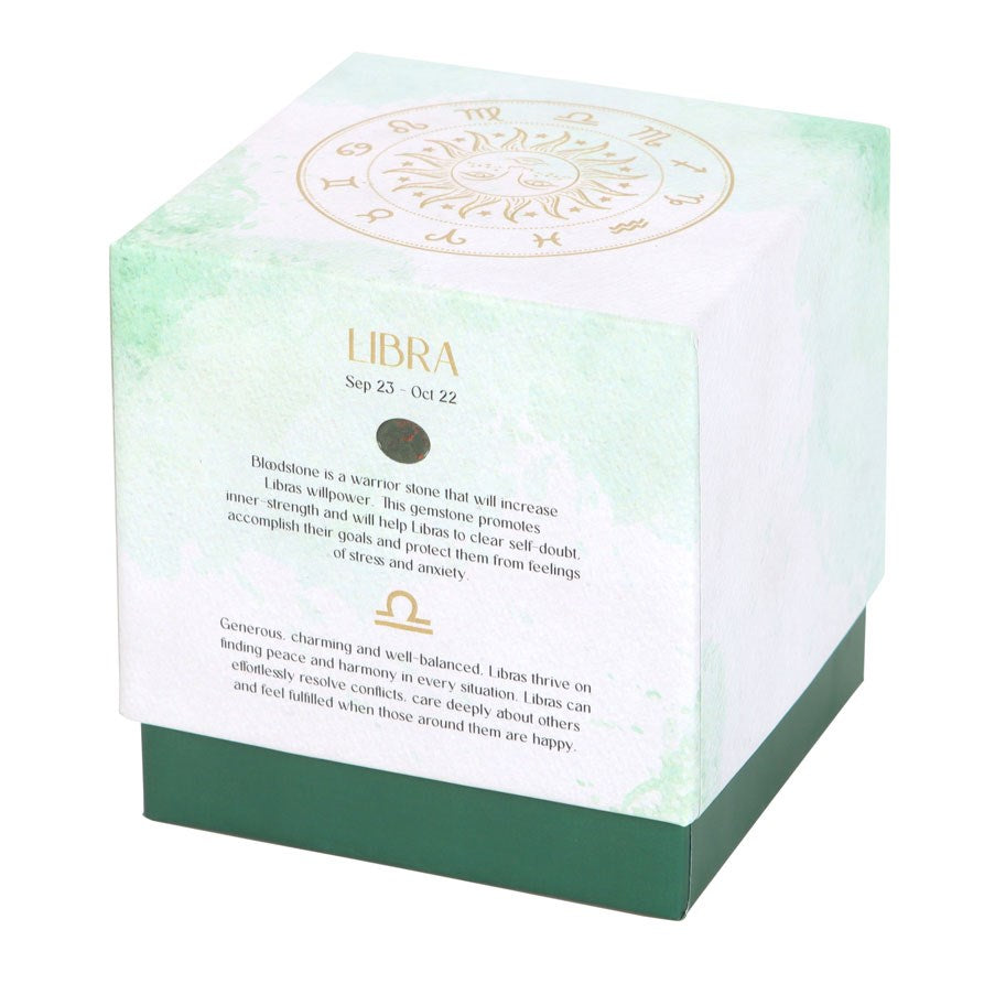Libra Zodiac Bloodstone Crystal Candle - September 23 to October 22 - Crystal Nest