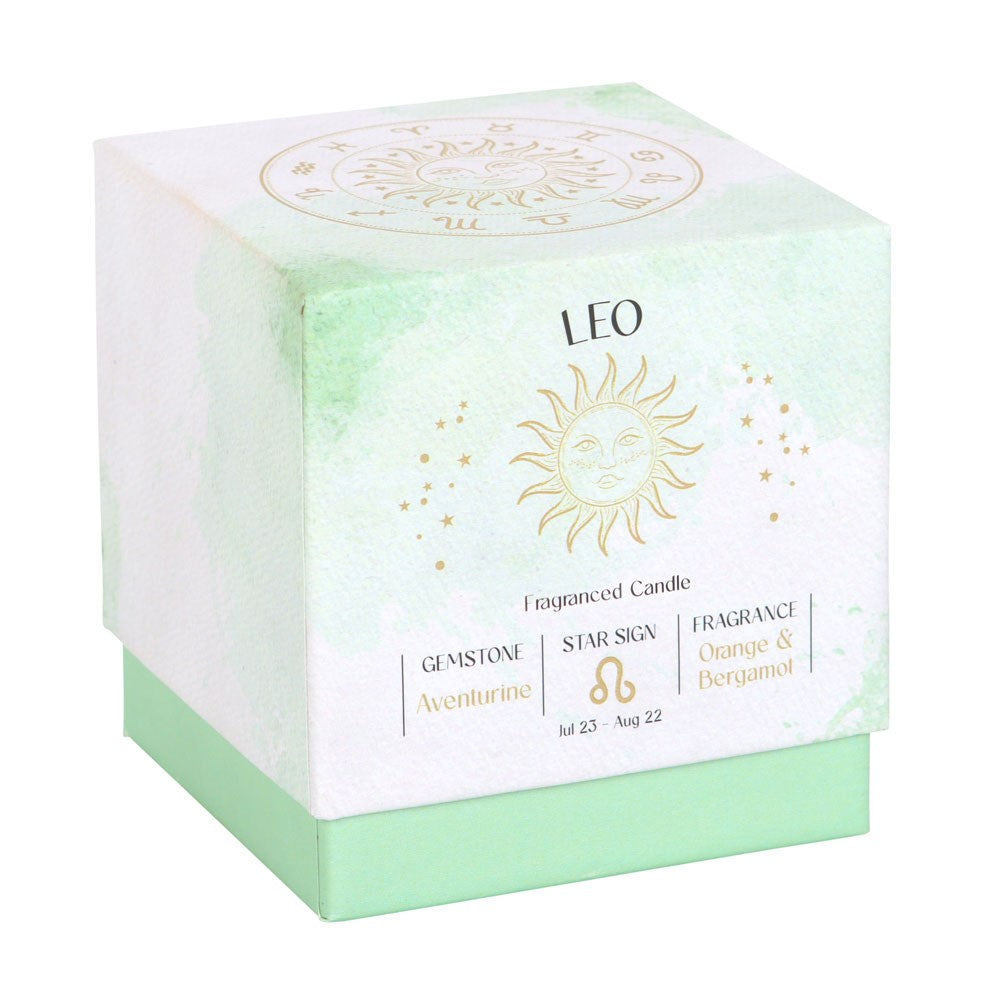 Leo Zodiac Aventurine Crystal Candle - July 23 to August 22 - Crystal Nest