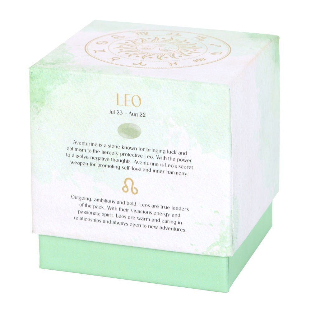 Leo Zodiac Aventurine Crystal Candle - July 23 to August 22 - Crystal Nest