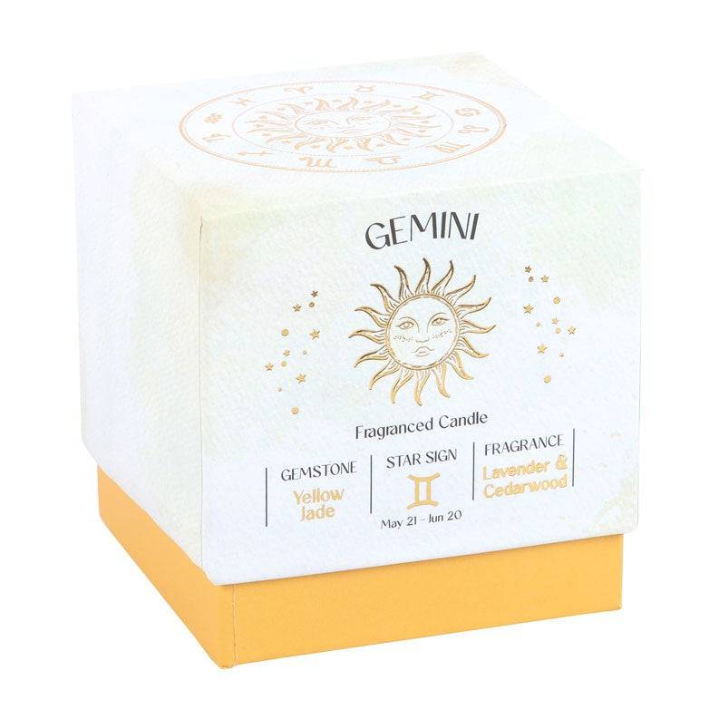 Gemini Zodiac Yellow Jade Crystal Candle - May 21 to June 20 - Crystal Nest