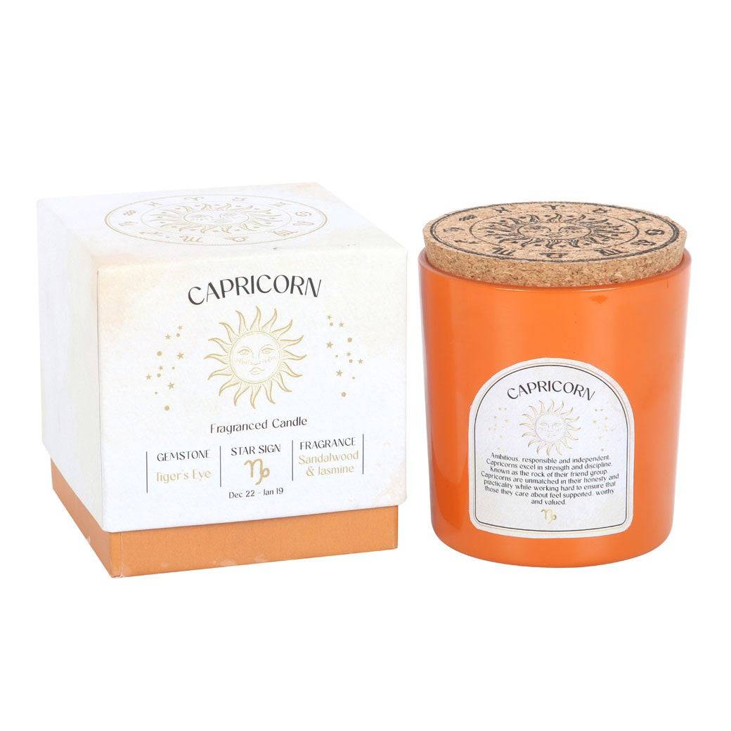 Capricorn Zodiac Tiger's Eye Crystal Candle - December 22 to January 19 - Crystal Nest