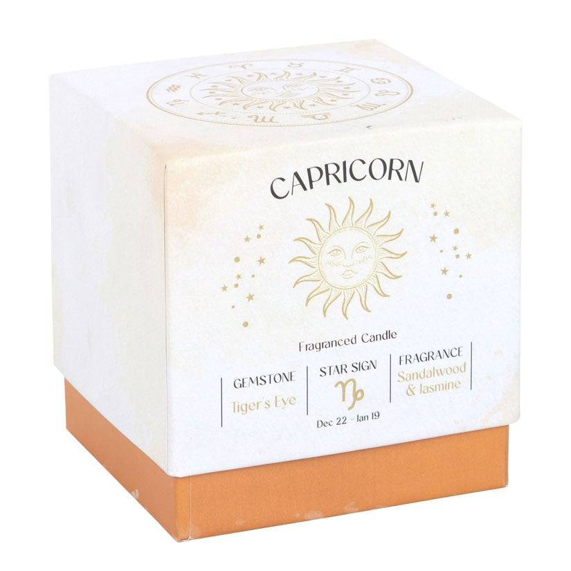 Capricorn Zodiac Tiger's Eye Crystal Candle - December 22 to January 19 - Crystal Nest
