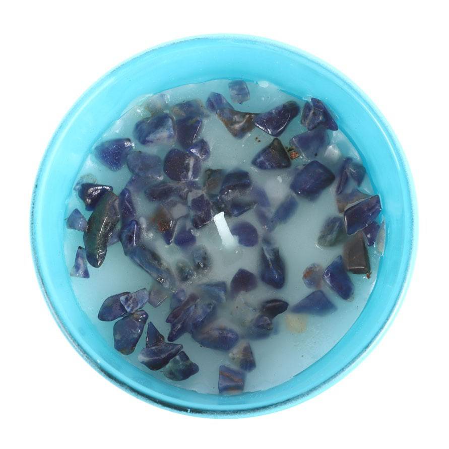 Pisces Zodiac Sodalite Crystal Candle - February 19 to March 20 - Crystal Nest