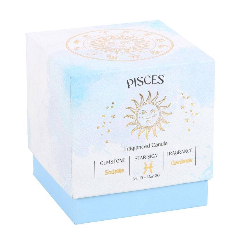 Pisces Zodiac Sodalite Crystal Candle - February 19 to March 20 - Crystal Nest
