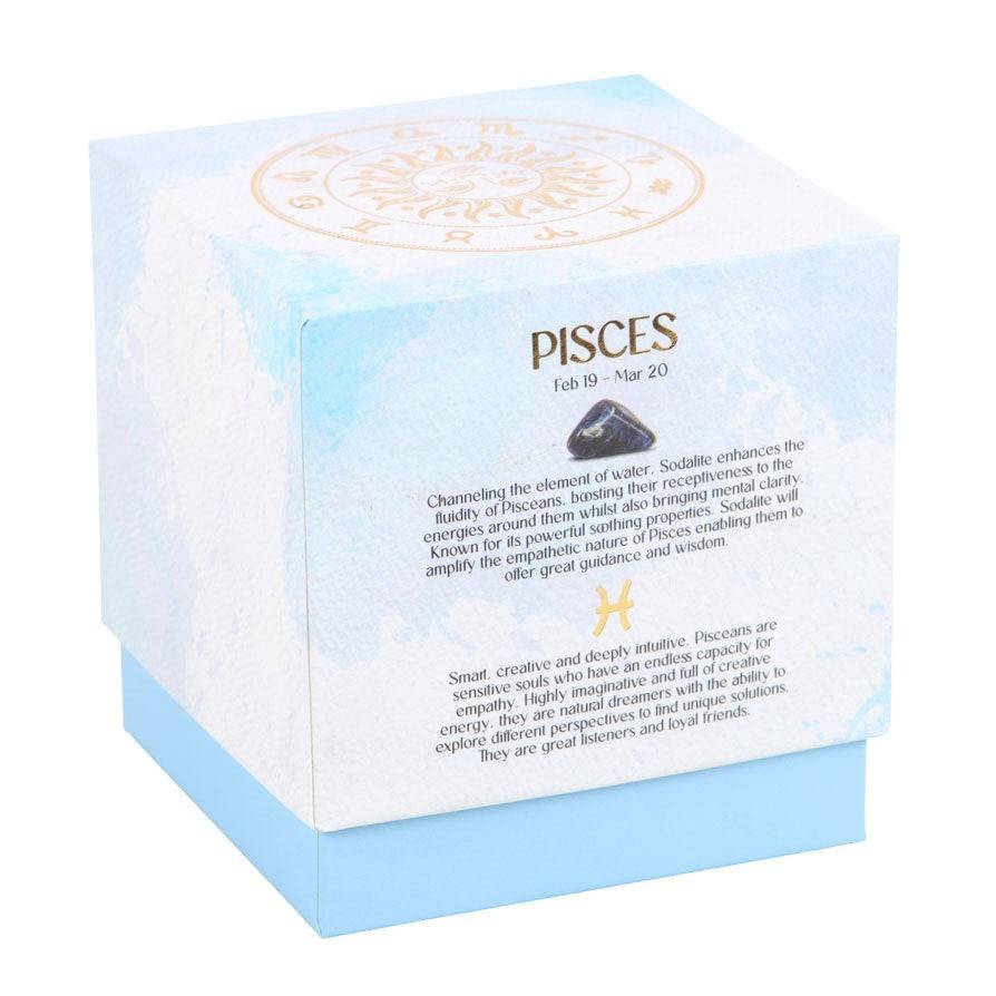 Pisces Zodiac Sodalite Crystal Candle - February 19 to March 20 - Crystal Nest