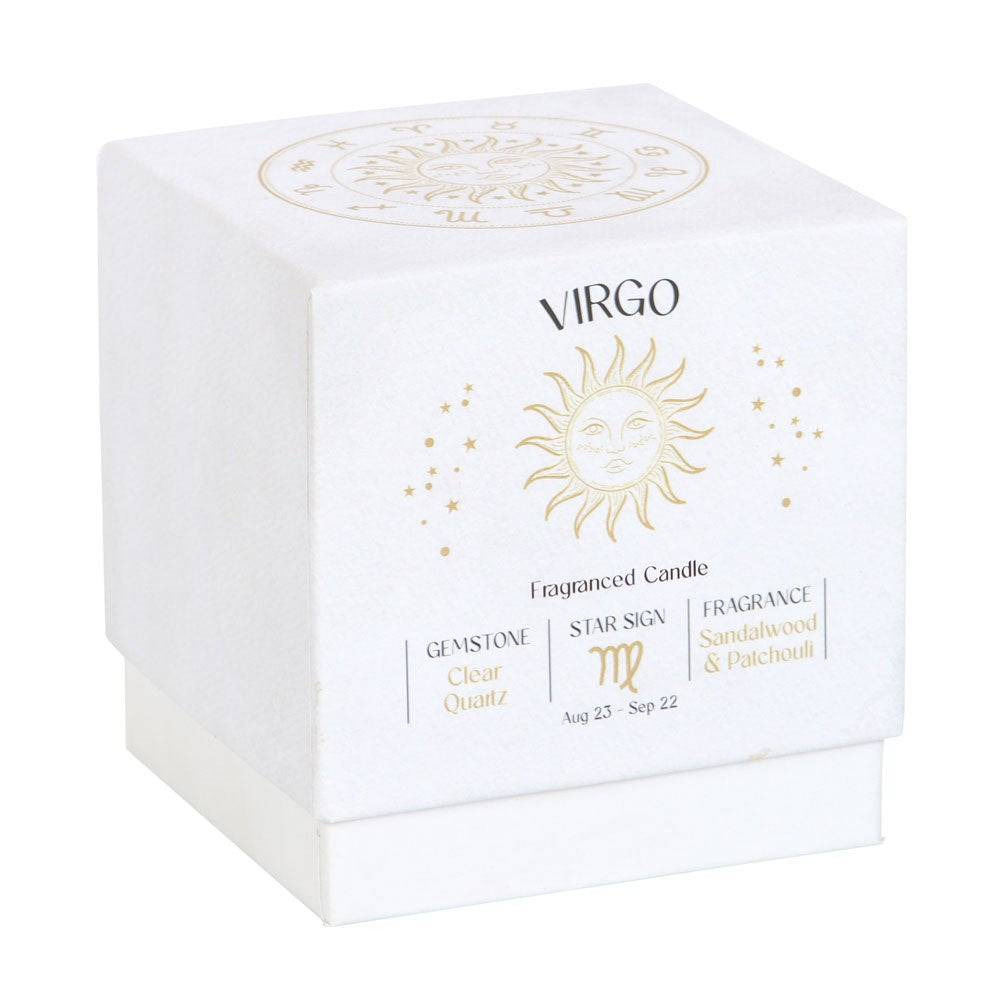 Virgo Zodiac Clear Quartz Crystal Candle - August 23 to September 22 - Crystal Nest
