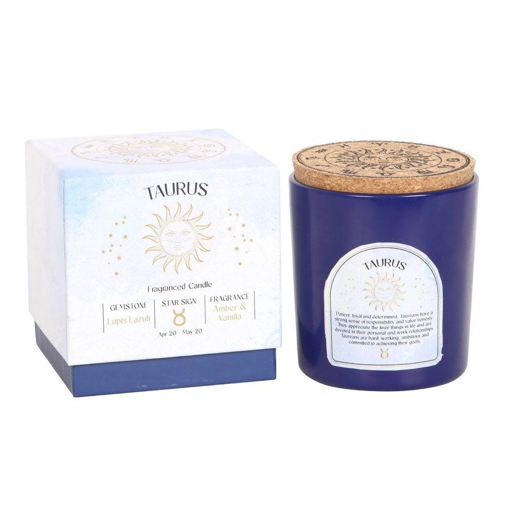 Taurus Zodiac Lapis Lazuli Crystal Candle - April 20 to May 20 - Crystal Nest