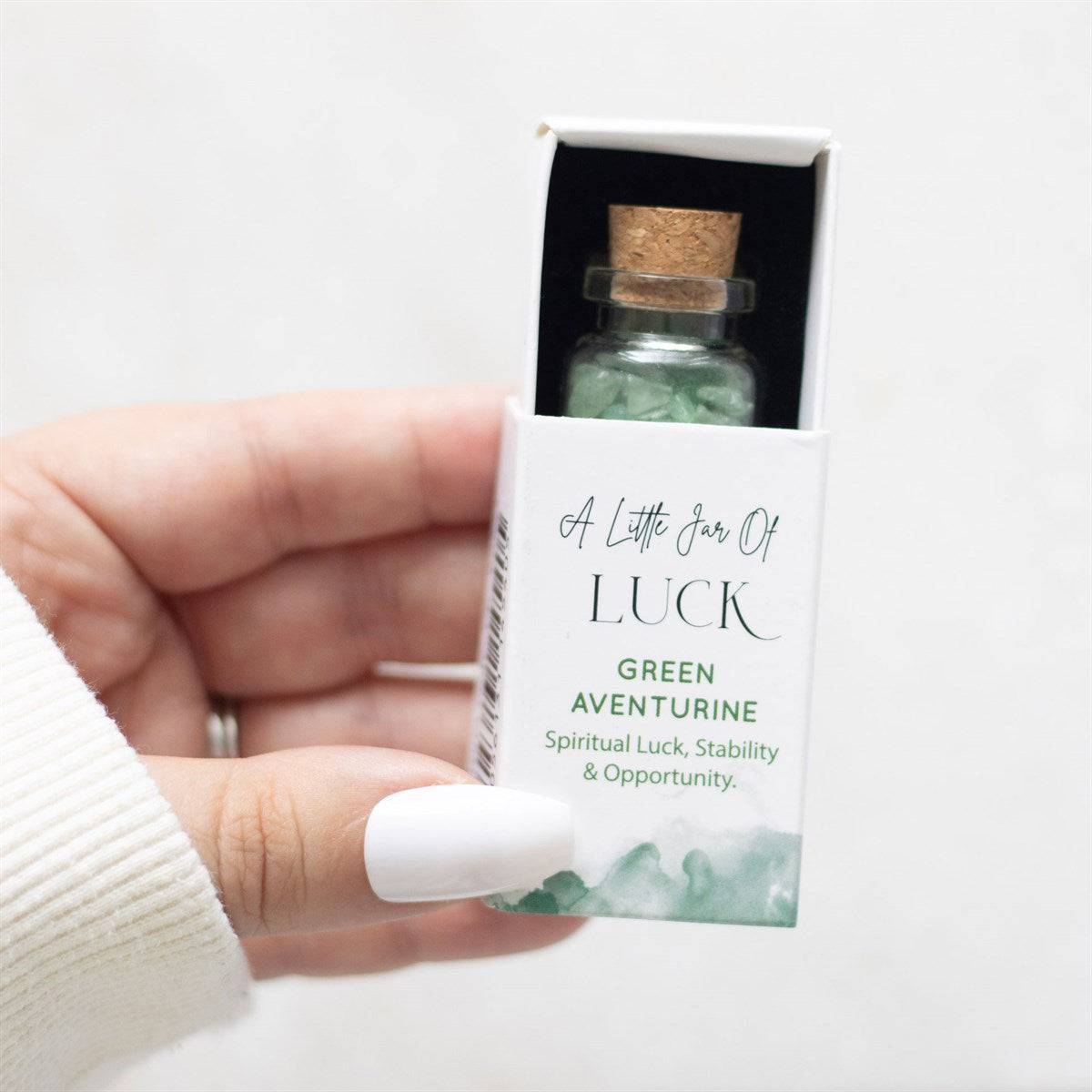 A Little Jar of Luck - Green Aventurine Crystal Chips - Crystal Nest