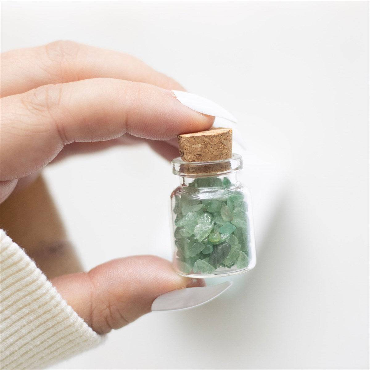 A Little Jar of Luck - Green Aventurine Crystal Chips - Crystal Nest