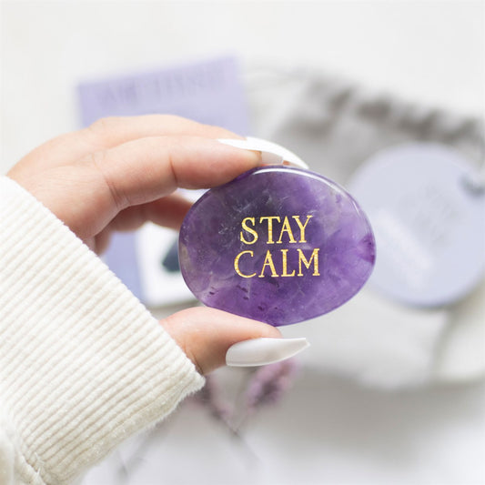 Stay Calm Amethyst Palm Stone | Healing Crystal Worry Stone - Crystal Nest