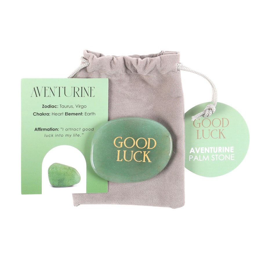 Good Luck Green Aventurine Palm Stone | Healing Crystal Worry Stone