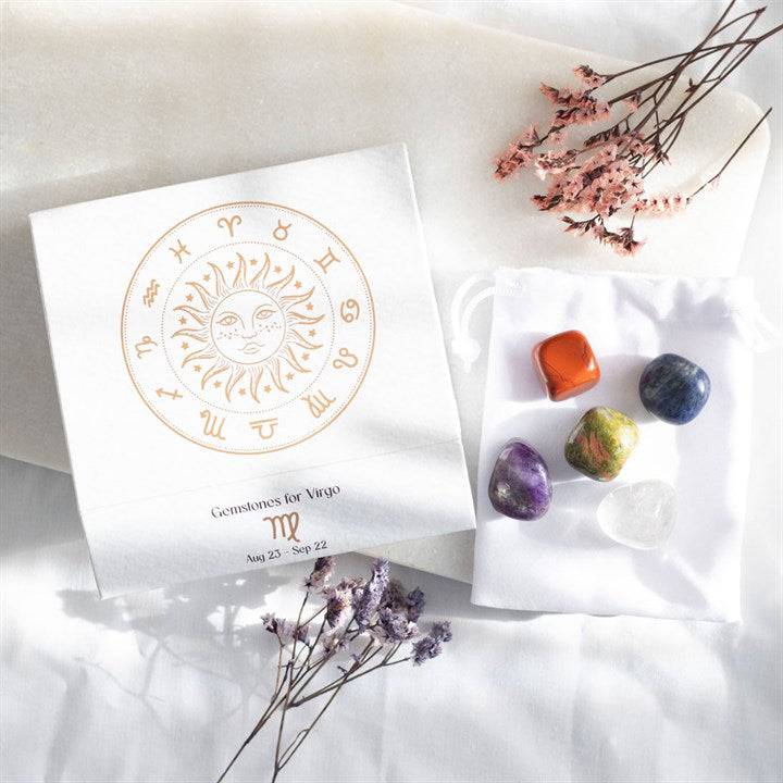 Virgo Zodiac Crystal Tumblestone Set - Crystal Nest