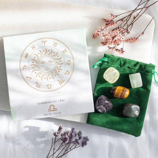 Libra Zodiac Crystal Tumblestone Set - Crystal Nest