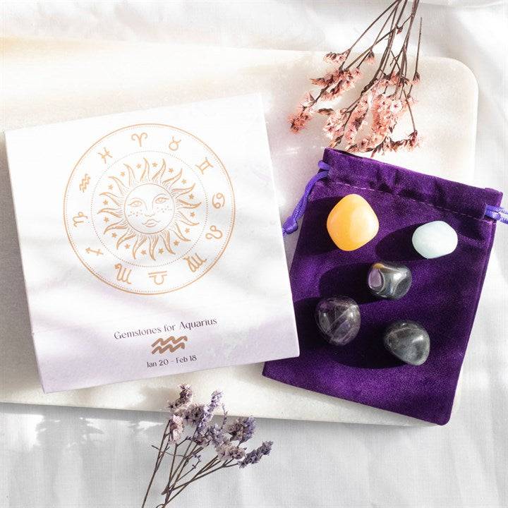 Aquarius Zodiac Crystal Tumblestone Set - Crystal Nest