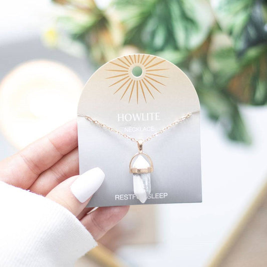 Howlite Crystal Pendant Necklace - Embrace Tranquility - Crystal Nest