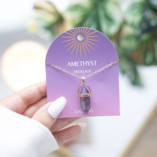 Amethyst Crystal Point Pendant Necklace – Carry Calmness with You - Crystal Nest