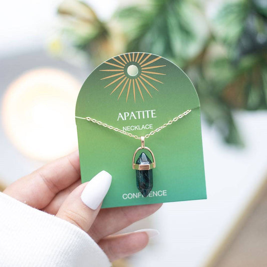Apatite Crystal Point Pendant Necklace – Empower Your Confidence - Crystal Nest