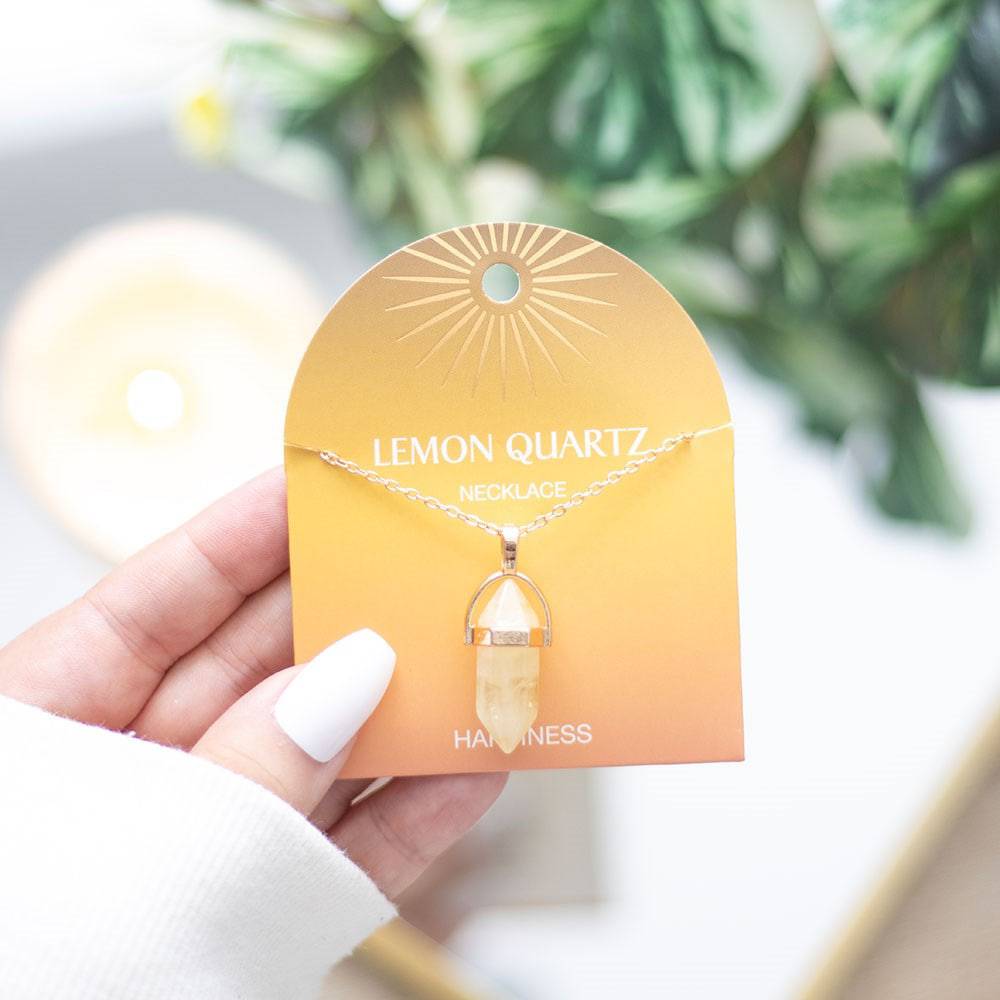 Lemon Quartz Crystal Point Pendant Necklace – Carry Uplifting Energy with You - Crystal Nest