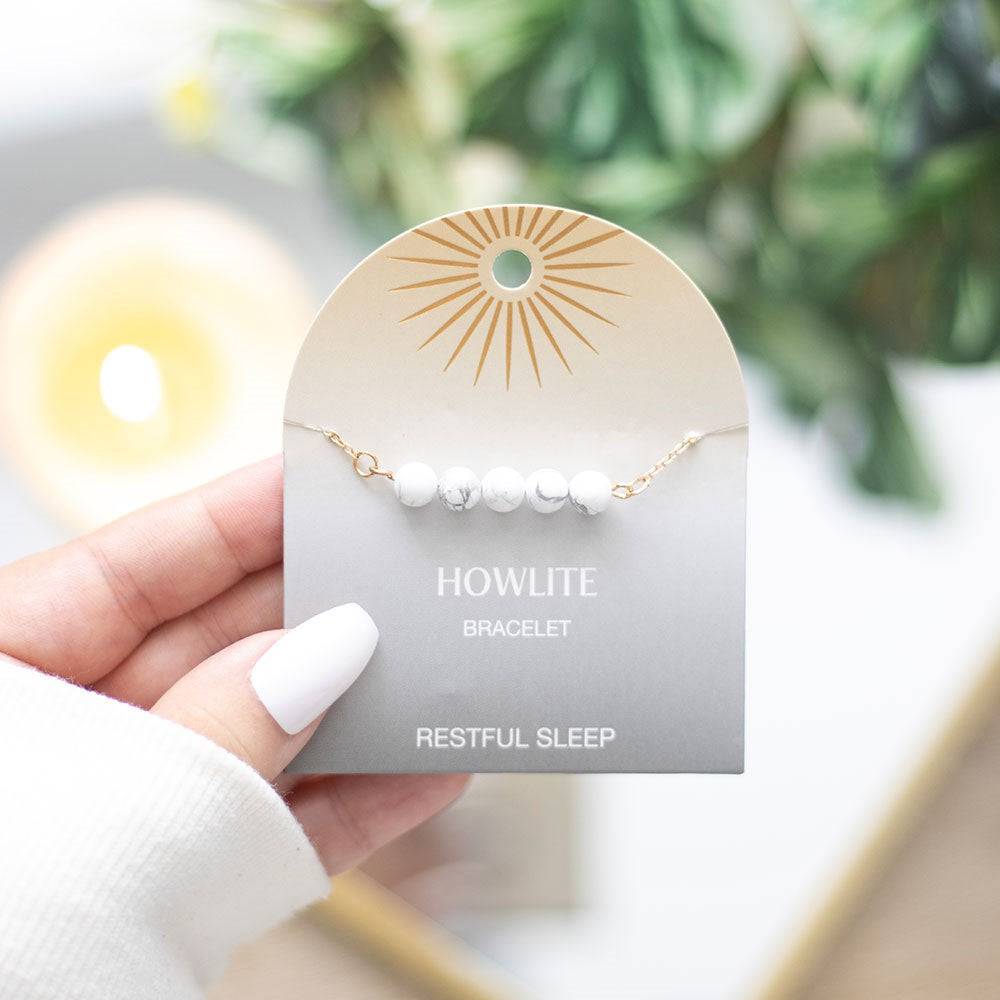 Howlite Crystal Beaded Chain Bracelet - Restful Sleep - Crystal Nest