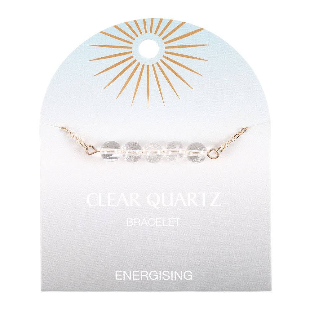 Clear Quartz Crystal Beaded Chain Bracelet - Energising - Crystal Nest