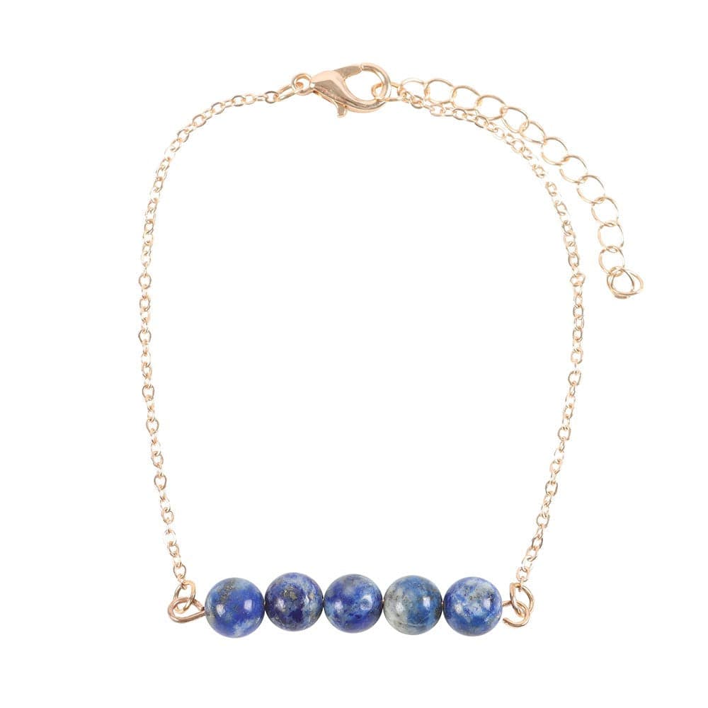 Lapis Lazuli Crystal Beaded Chain Bracelet – Intuition - Crystal Nest
