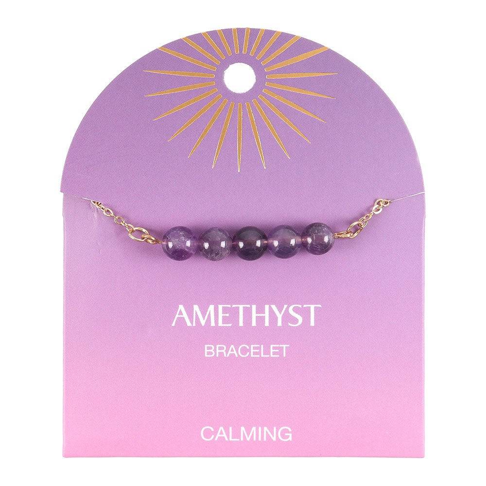 Amethyst Crystal Beaded Chain Bracelet - Calming - Crystal Nest
