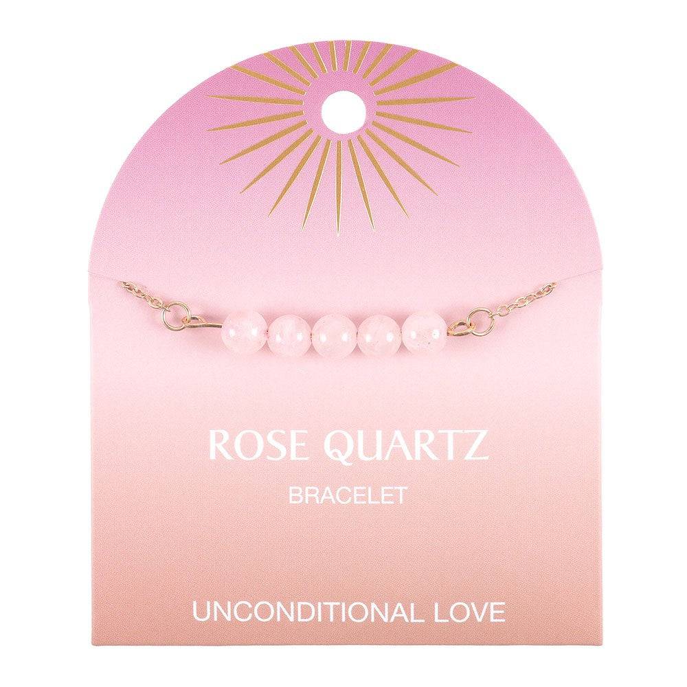 Rose Quartz Crystal Beaded Chain Bracelet – Unconditional Love - Crystal Nest