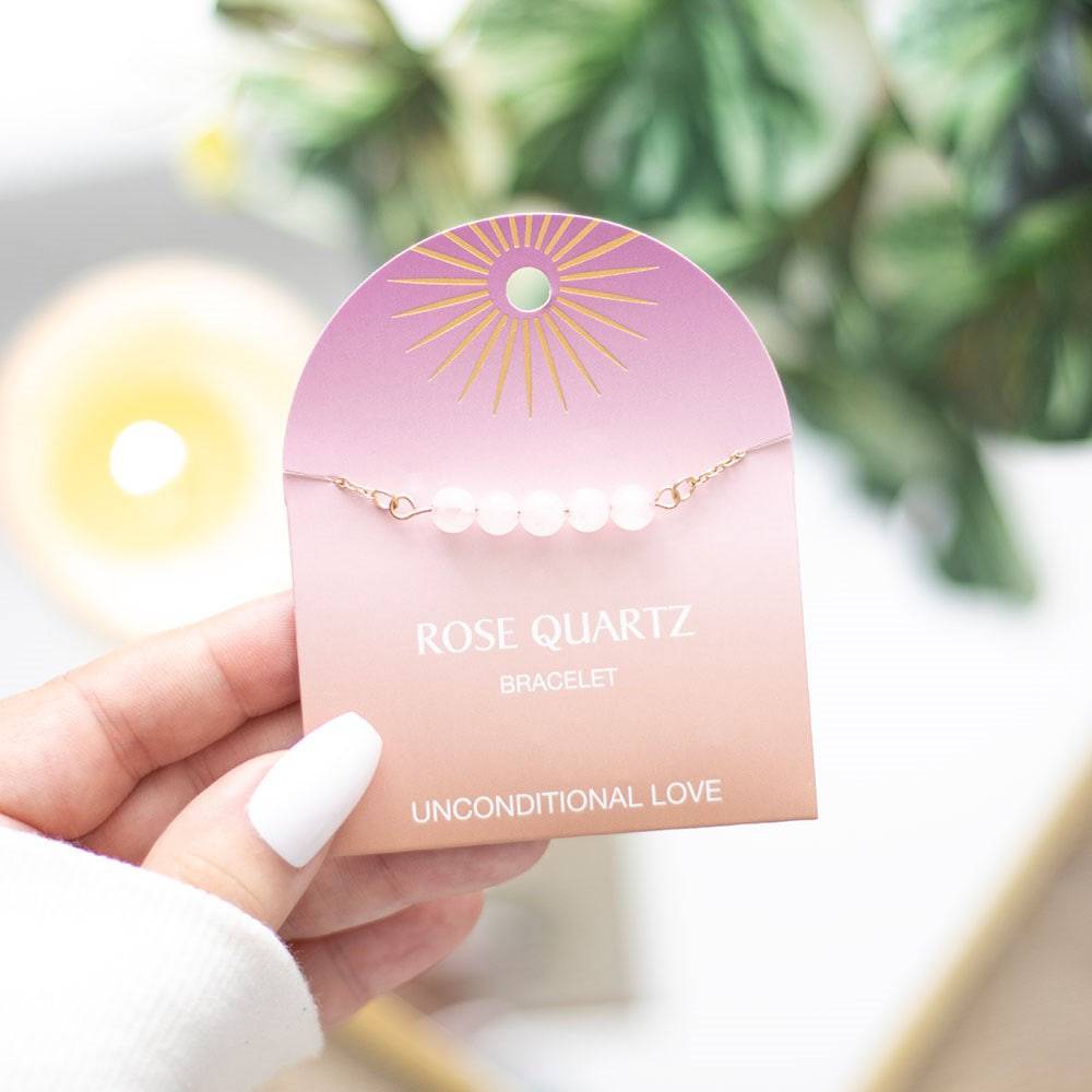 Rose Quartz Crystal Beaded Chain Bracelet – Unconditional Love - Crystal Nest