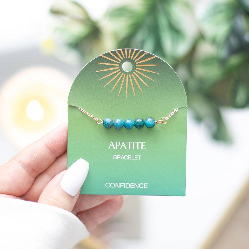 Apatite Crystal Beaded Chain Bracelet - Confidence - Crystal Nest