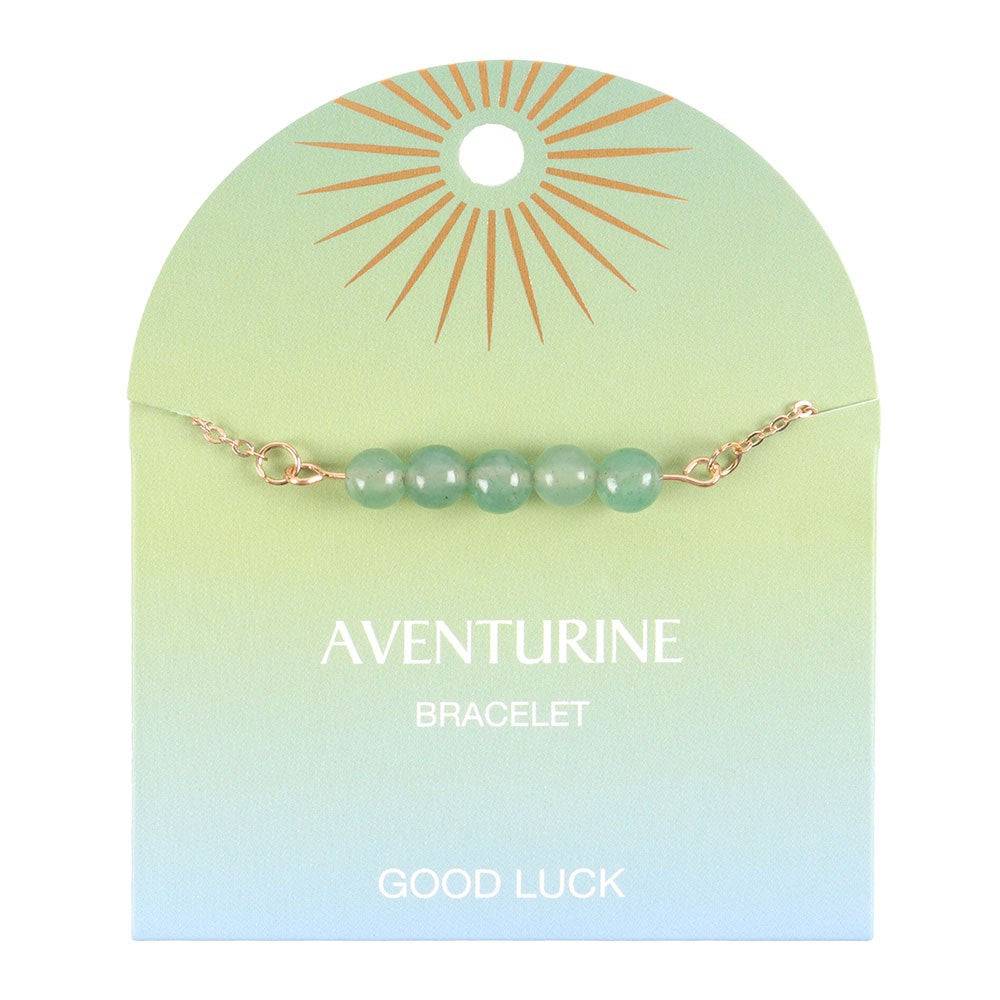 Aventurine Crystal Beaded Chain Bracelet - Good Luck - Crystal Nest