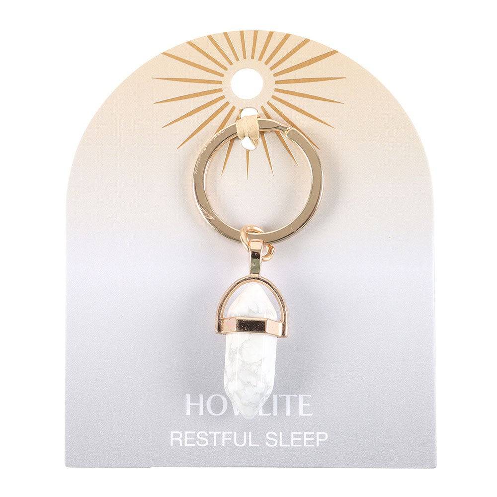 Howlite Crystal Point Keyring - Crystal Nest