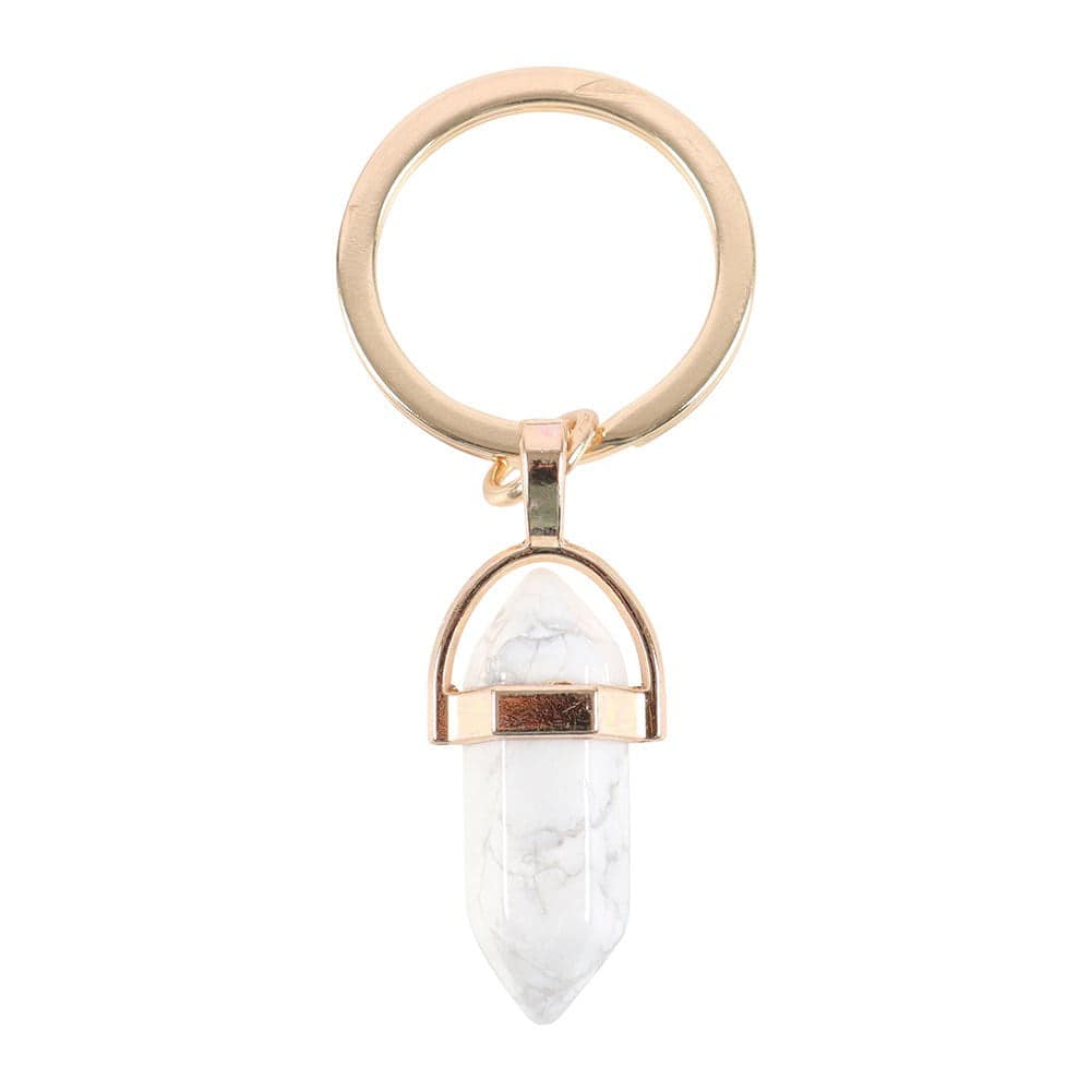 Howlite Crystal Point Keyring - Crystal Nest