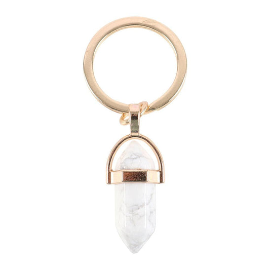 Howlite Crystal Point Keyring - Crystal Nest