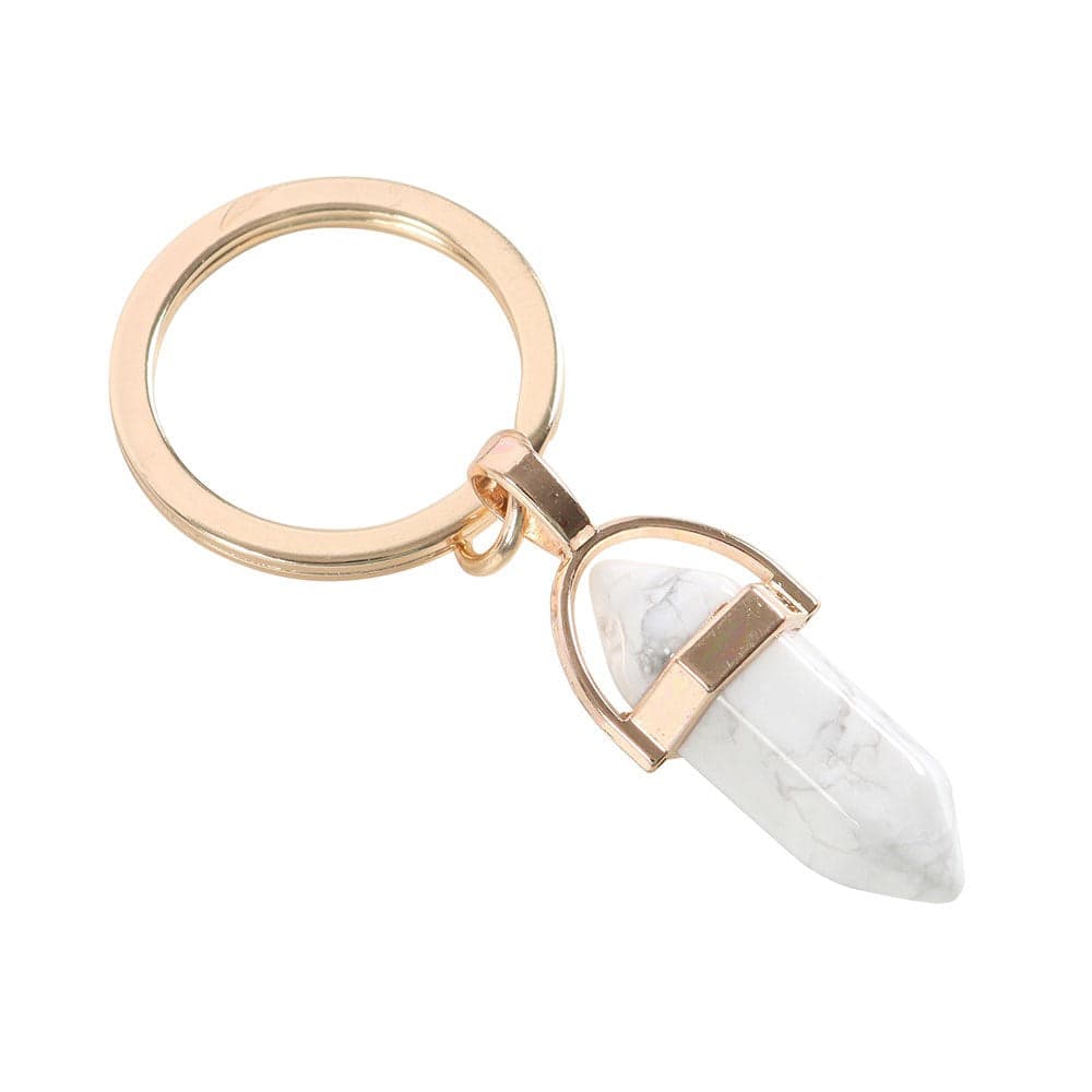 Howlite Crystal Point Keyring - Crystal Nest