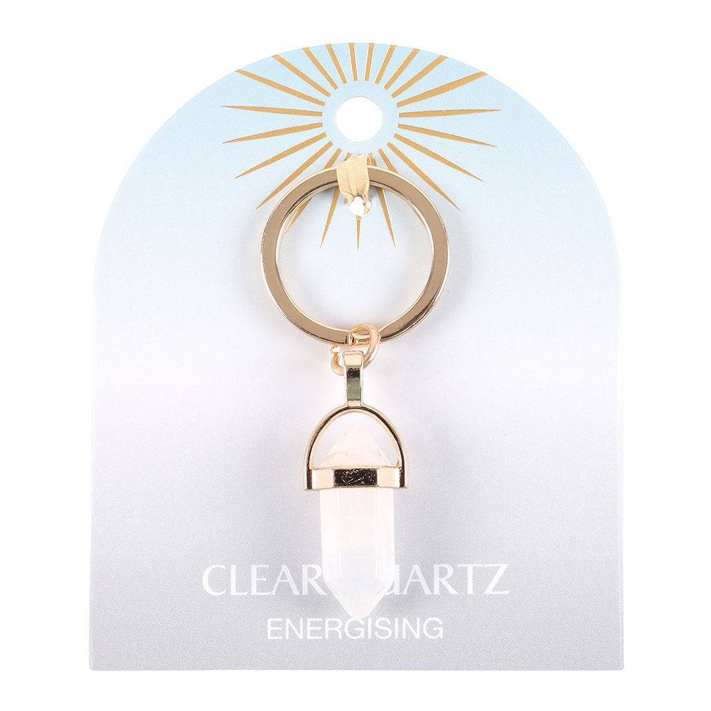 Clear Quartz Crystal Point Keyring - Crystal Nest