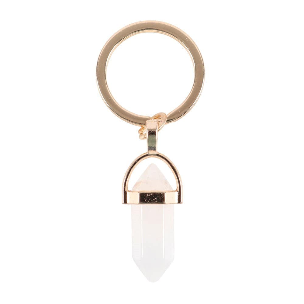 Clear Quartz Crystal Point Keyring - Crystal Nest
