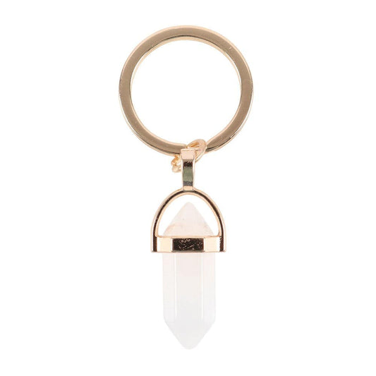 Clear Quartz Crystal Point Keyring - Crystal Nest