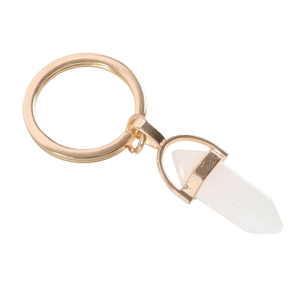 Clear Quartz Crystal Point Keyring - Crystal Nest