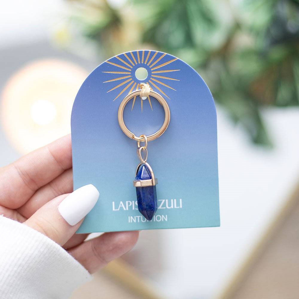 Lapis Lazuli Crystal Point Keyring - Crystal Nest