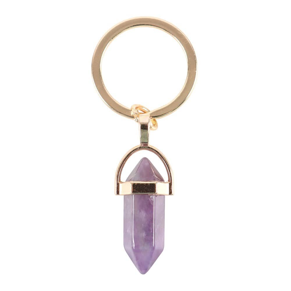 Amethyst Crystal Point Keyring - Crystal Nest