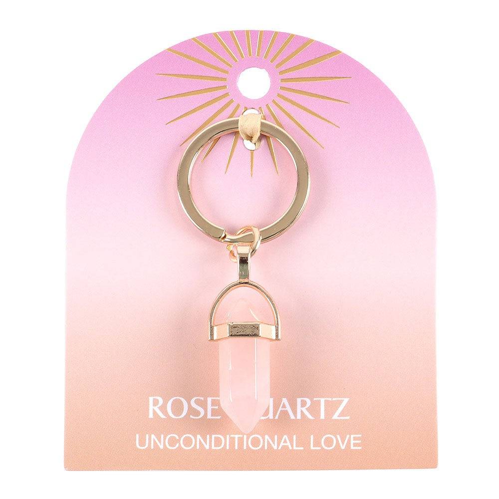 Rose Quartz Crystal Point Keyring - Crystal Nest