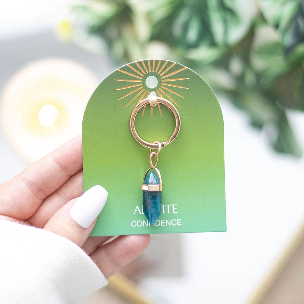 Apatite Crystal Point Keyring - Crystal Nest