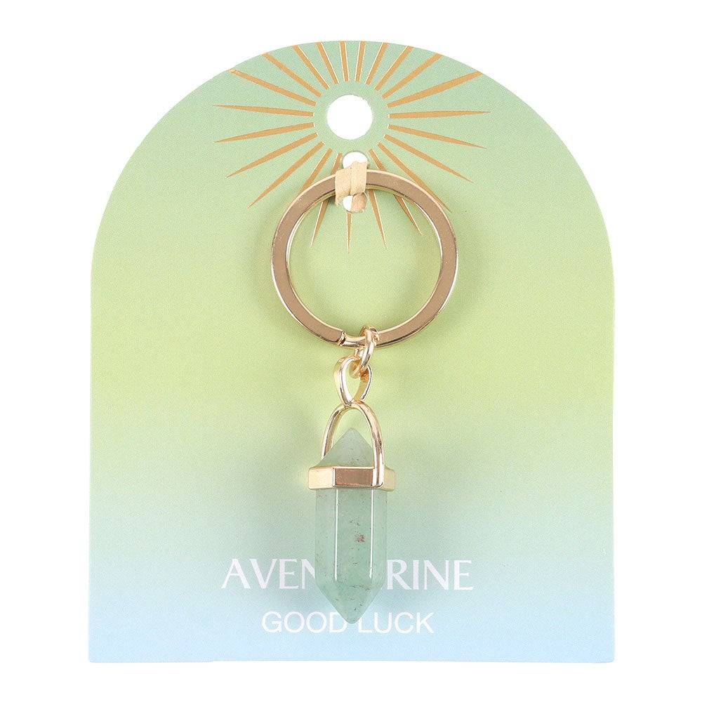 Green Aventurine Crystal Point Keyring - Crystal Nest