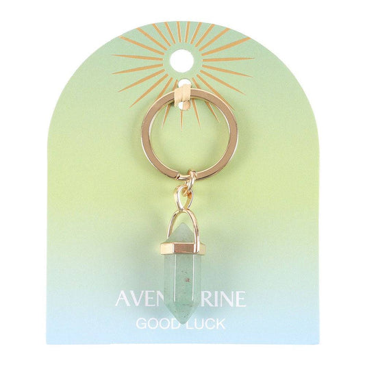Green Aventurine Crystal Point Keyring - Crystal Nest
