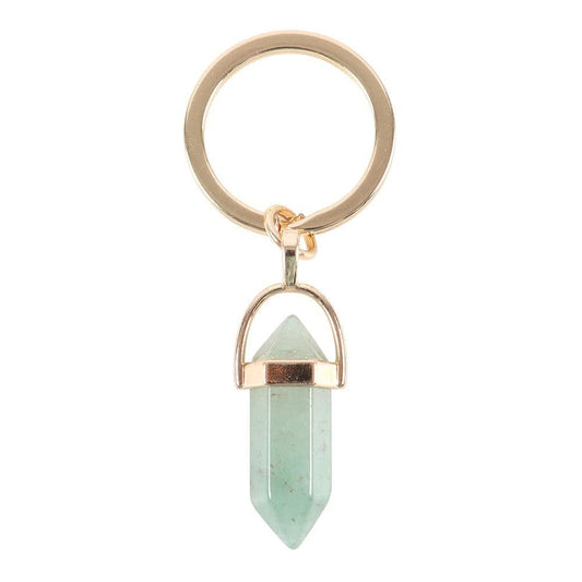 Green Aventurine Crystal Point Keyring - Crystal Nest