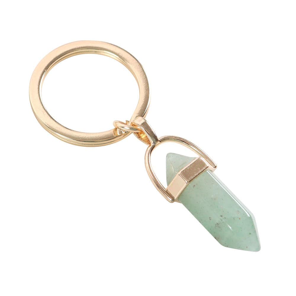 Green Aventurine Crystal Point Keyring - Crystal Nest